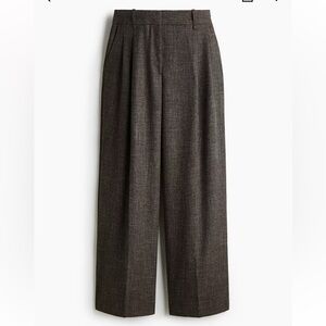 H&M Wide Leg Pleated Pants in Charcoal Gray